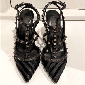 Valentino stud heels black cowhide size 36.5